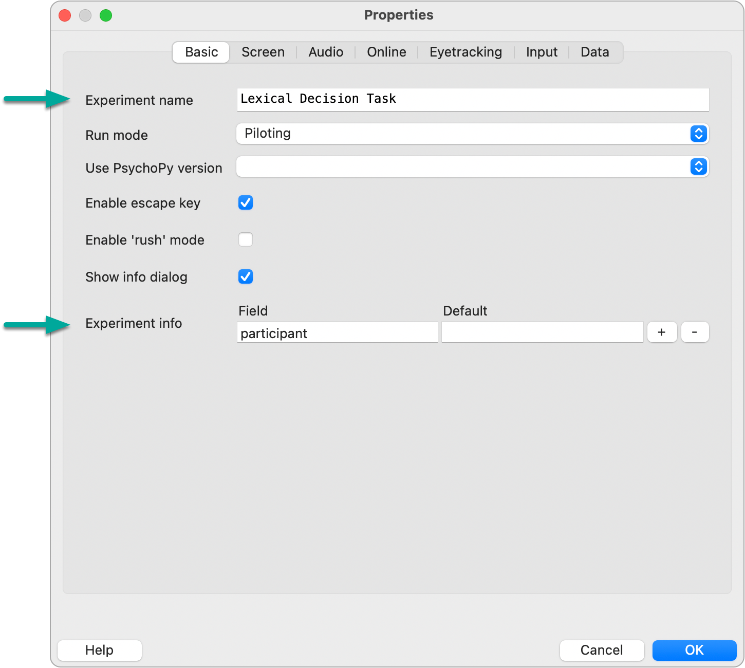 Basic experiment settings